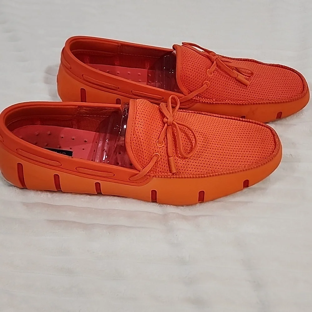 SWIMS Lace Loafers in Orange/White, Men's Size 11